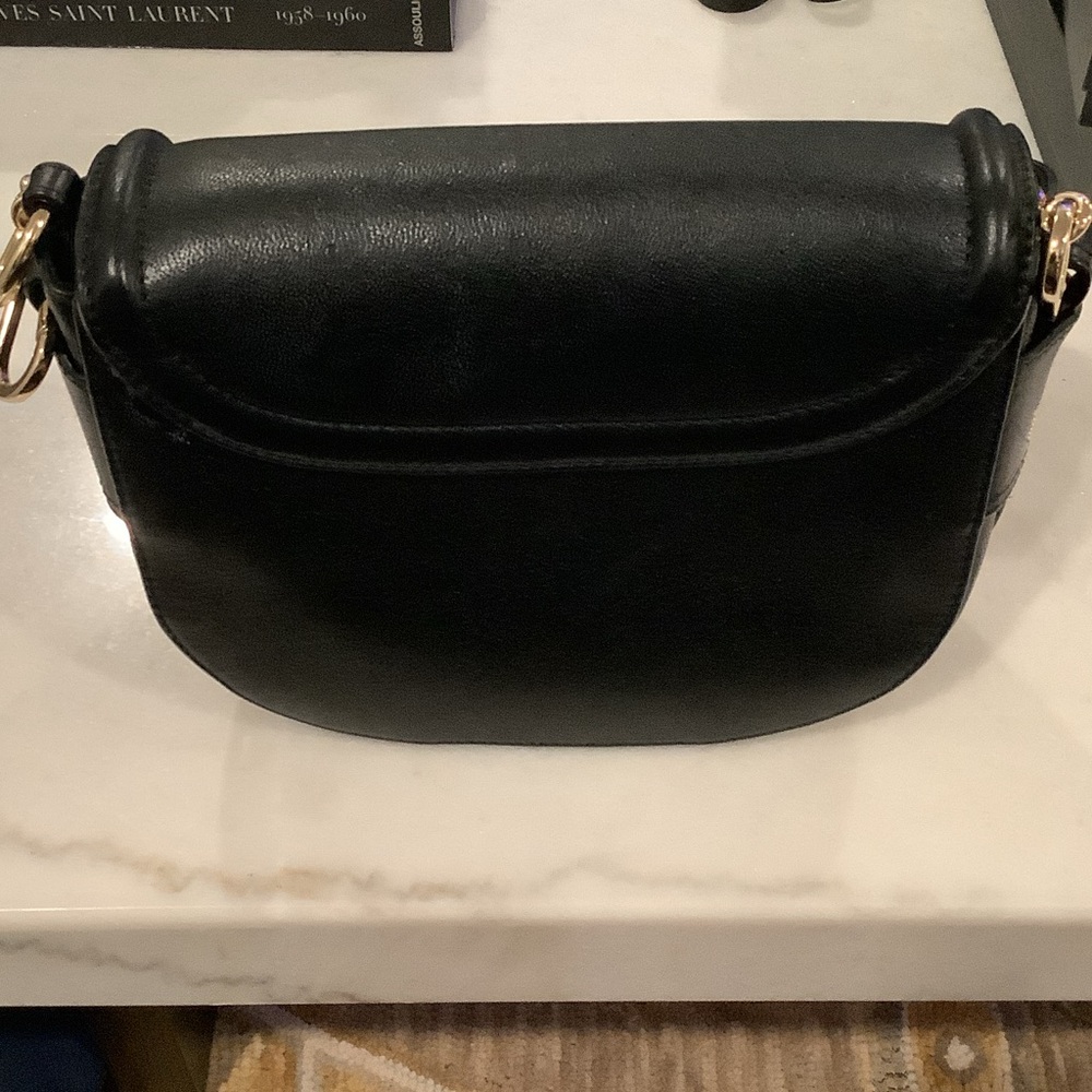 94. SeeBy Chloe Chic Black Leather Crossbody Bag with Gold Ring Detail, Brand - Picture 2 of 3